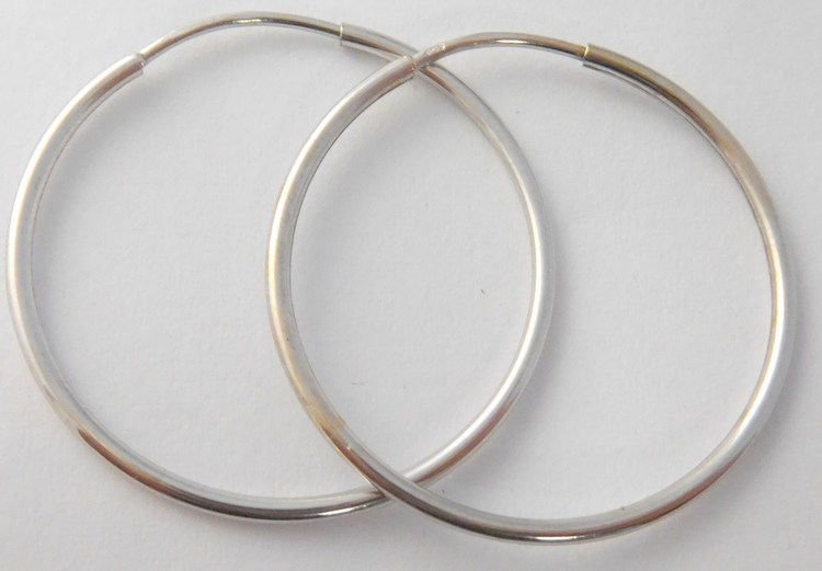 Klenoty Budín Velké hladké zlaté kruhy z bílého zlata 30mm/3,0cm 585/0,99gr H025