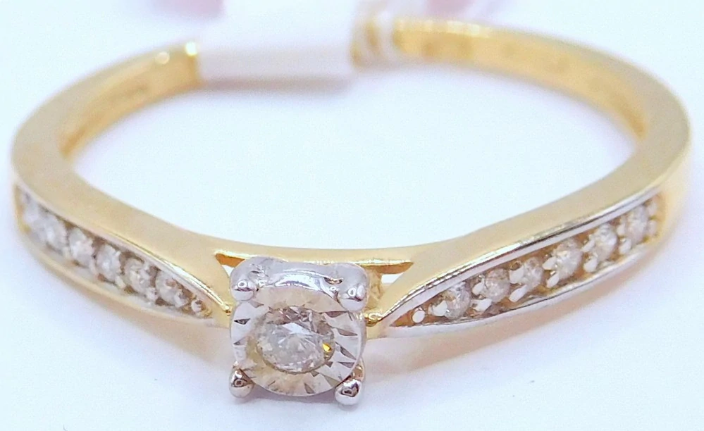 Klenoty Budín Zásnubní diamantový prsten ze žlutého zlata 585/1,43gr 13ks 0,09ct vel. 53 HKD53