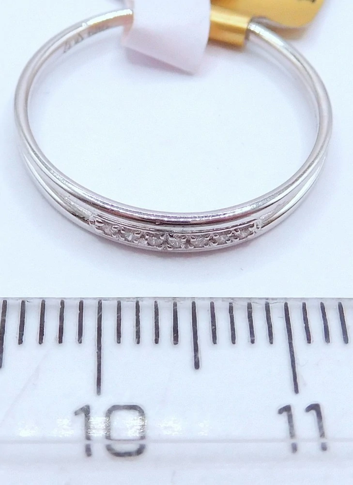 Klenoty Budín Diamantový zlatý prsten z bílého zlata 585/1,17gr vel. 52 DIAMANT 0,05CT HD102