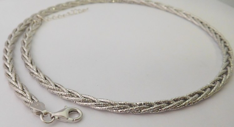 Klenoty Budín Luxusní stříbrný rhodiovaný náhrdelník (pletený) 42+3cm 925/19,00gr 030786000002