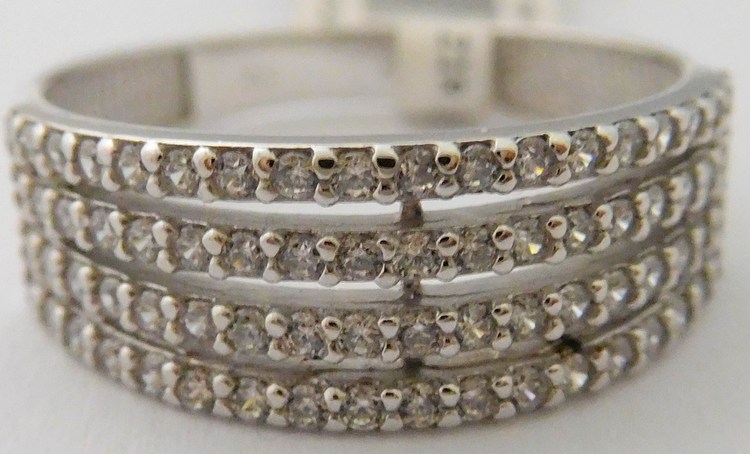 Klenoty Budín Mohutný prsten z bílého zlata posetý mnoha zirkony 585/2,37gr vel. 54 1160741