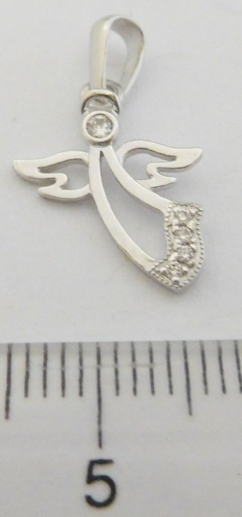 Klenoty Budín Zlatý diamantový přívěsek z bílého zlata s brilianty - zlatý diamantový andělíček 585/0,80gr J-27803-16