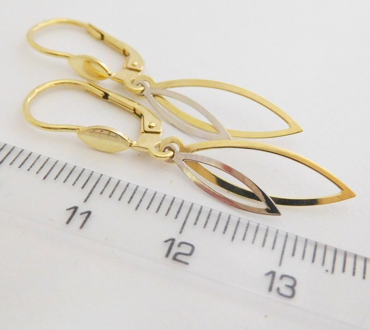 Klenoty Budín Zlaté visací náušnice z bílého a žlutého zlata 585/1,79gr 231040991