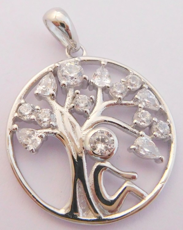Krásný stříbrný přívěšek se zirkony - strom života pr. 19mm 031067300001