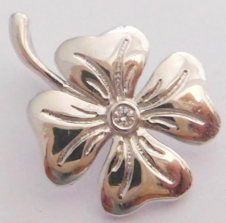 Klenoty Budín Diamantový zlatý přívěsek s diamantem - čtyřlístek pro štěstí 0,007ct 585/0,80gr J-33846-20