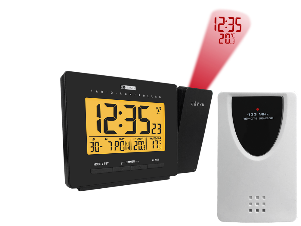 Digitální projekční budík řízený rádiovým signálem LAVVU PROJECTION s češtinou LAR0030