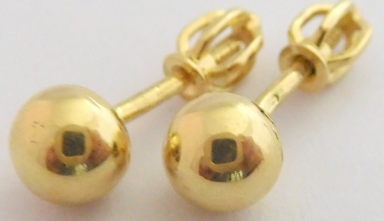 Klenoty Budín Velké zlaté pecičky (pecky 5mm) na šroubek 585/1,77gr H316