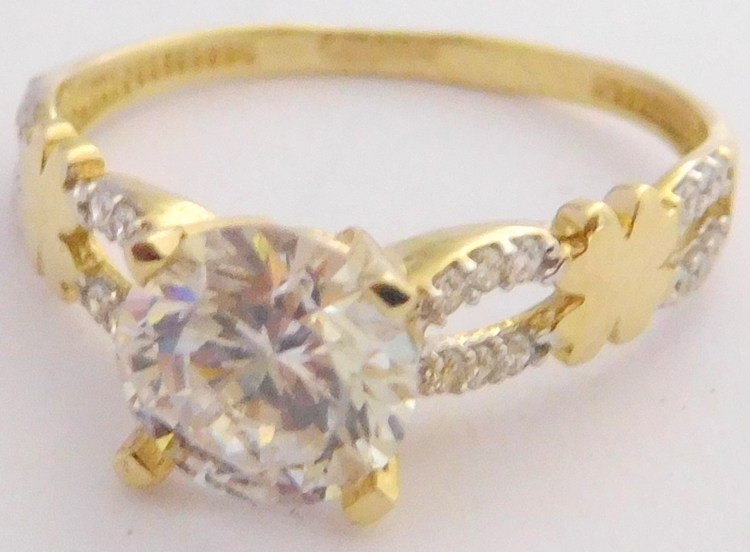 Klenoty Budín Krásný mohutný zásnubní zlatý prsten se zirkonem 585/1,97gr vel. 55 HK1039