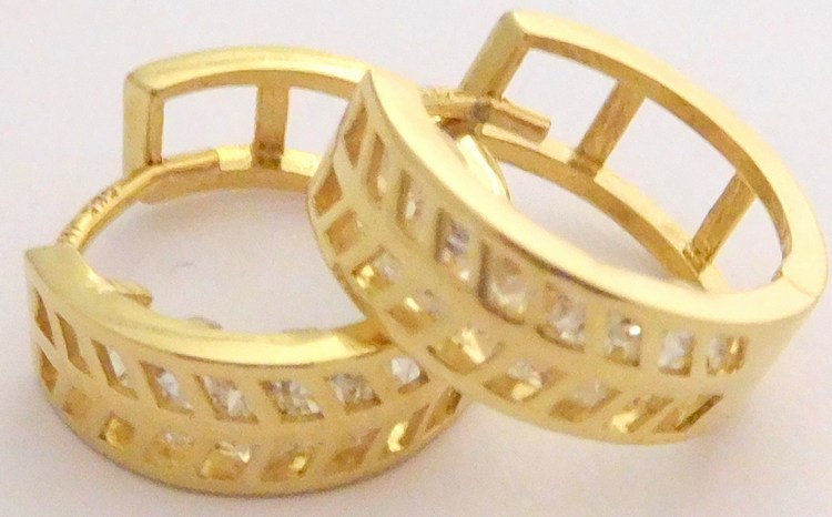 Klenoty Budín Dámské zlaté kruhy se zirkony (celozlaté) 585/2,50gr HK2026