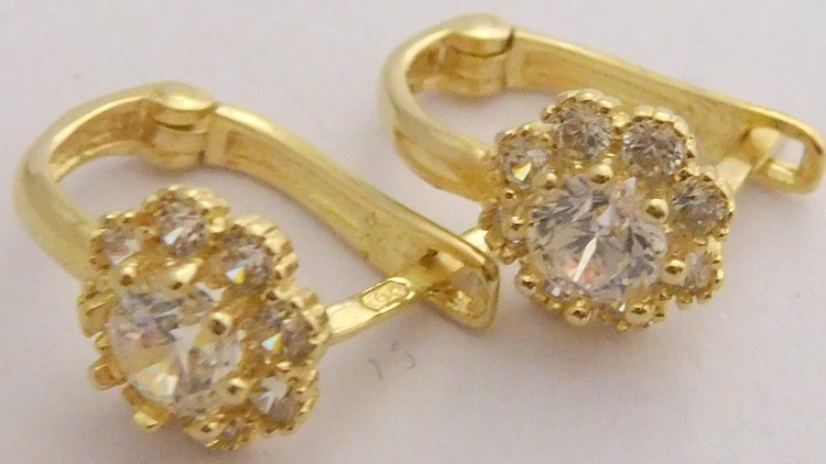 Klenoty Budín Dámské/dívčí zlaté náušnice se zirkony 585/1,26gr HK2014