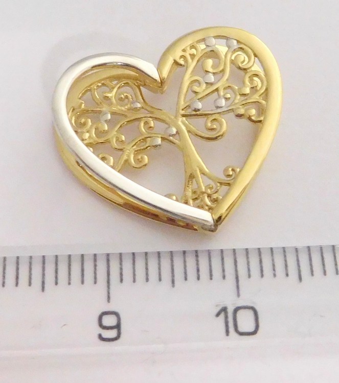 Klenoty Budín Velké gravírované zlaté srdce v kombinaci zlata 585/1,99gr HK3012