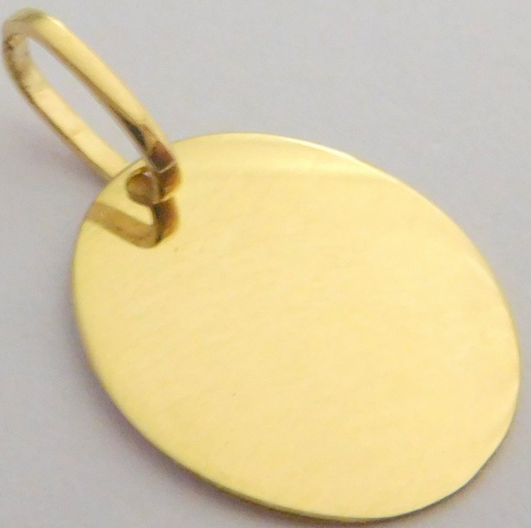 Klenoty Budín Zlatý přívěsek ze žlutého zlata - oválek k možné rytině 585/0,80gr HK3046