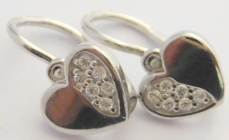 Klenoty Budín Zlaté dětské náušnice z bílého zlata se zirkony - srdíčka 585/1,05gr 336041230