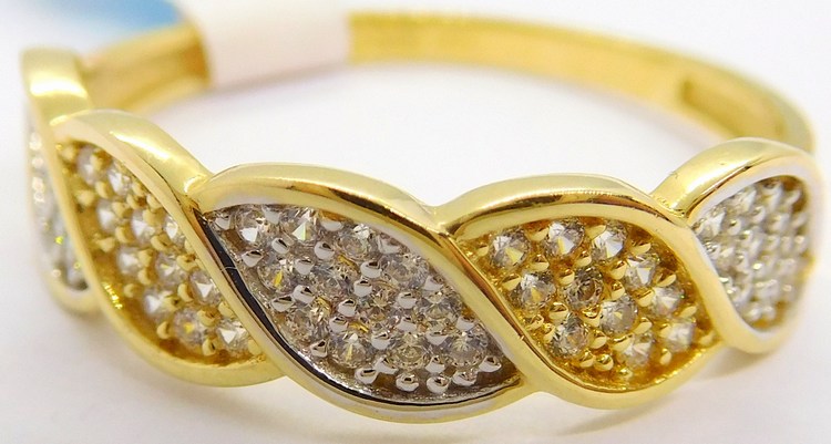 Klenoty Budín Mohutný dámský prsten v kombinaci zlata se zirkony 585/2,15gr vel. 57 HK1009