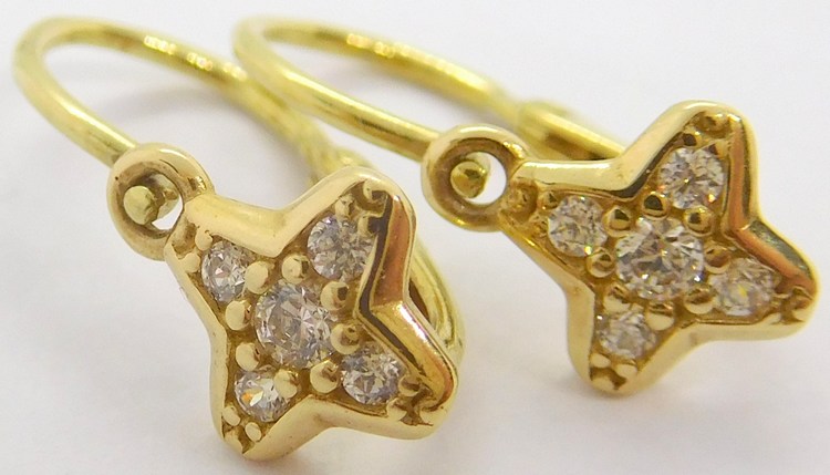 Klenoty Budín Dětské zlaté náušnice ze žlutého zlata se zirkony 585/1,00gr 4030049