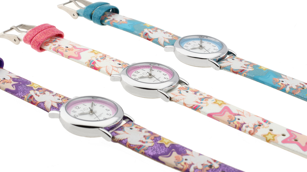 JVD Dětské světle modré náramkové hodinky JVD J7179.9 s jednorožcem