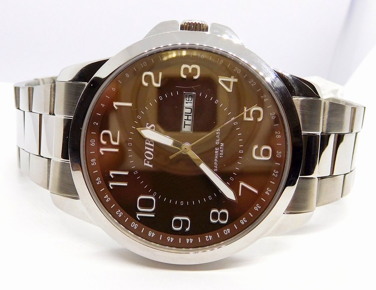 Foibos Pánské vodotěsné přehledné ocelové hodinky Foibos se safírovým sklem CK7090.5