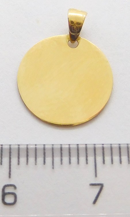 Klenoty Budín Hladký zlatý přívěsek (vhodný pro gravírování) pr. 12mm 585/0,82gr HK3079