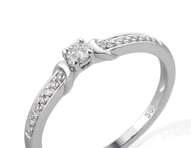 Zásnubní prsten s diamantem, bílé zlato brilianty 3860836-0-54-99