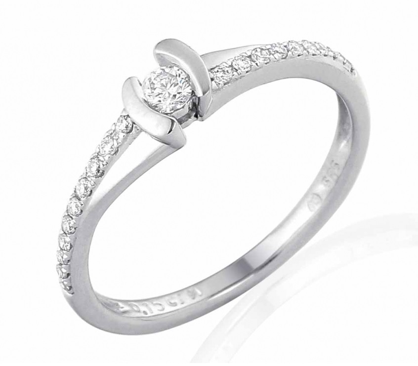 Zásnubní prsten s diamantem, bílé zlato brilianty 3860840-0-53-99