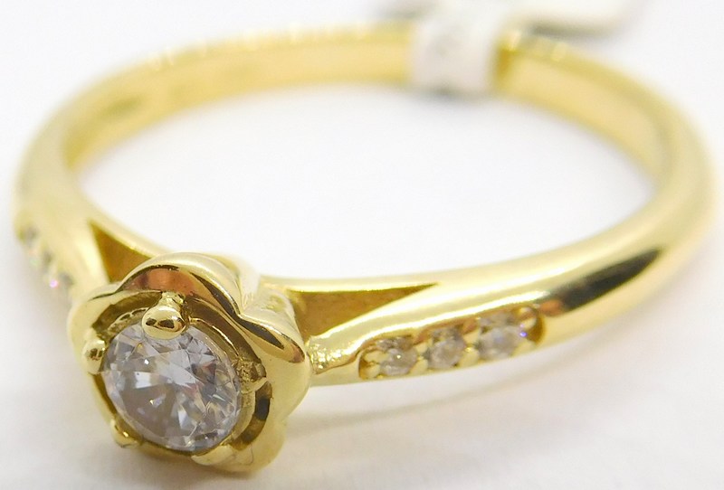 Klenoty Budín Krásný zásnubní zlatý prsten se zirkony 585/2,67gr vel. 58 6814250