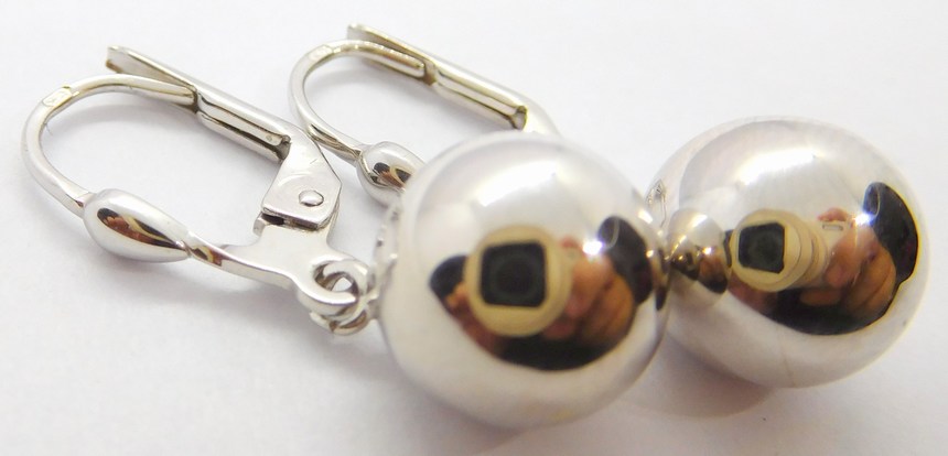 Klenoty Budín Mohutné dámské visací zlaté náušnice z bílého zlata - koule 585/3,00gr HK2090