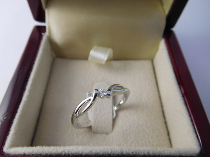 Zásnubní prsten s diamantem, bílé zlato 585/1,85gr vel. 56 3860703 SKLADEM