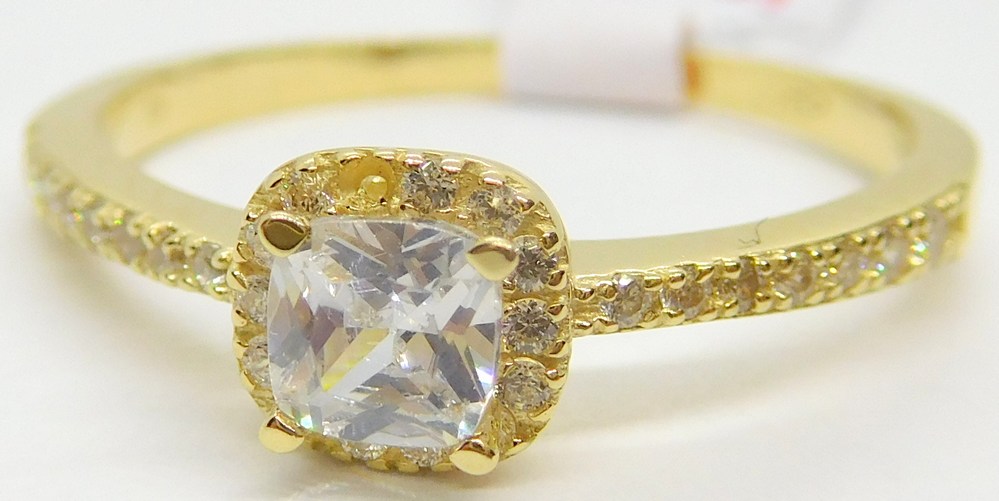 Klenoty Budín Dámský zásnubní zlatý prsten se zirkony 585/2,07gr vel. 61 HK1109