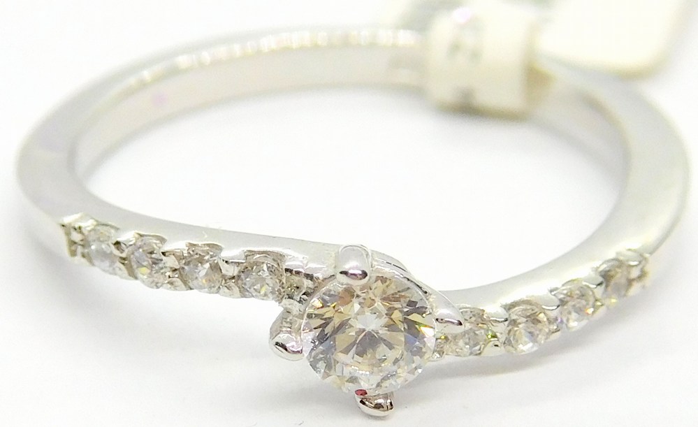 Klenoty Budín Zlatý zásnubní prsten z bílého zlata se zirkony 585/1,42gr vel. 47 6660304