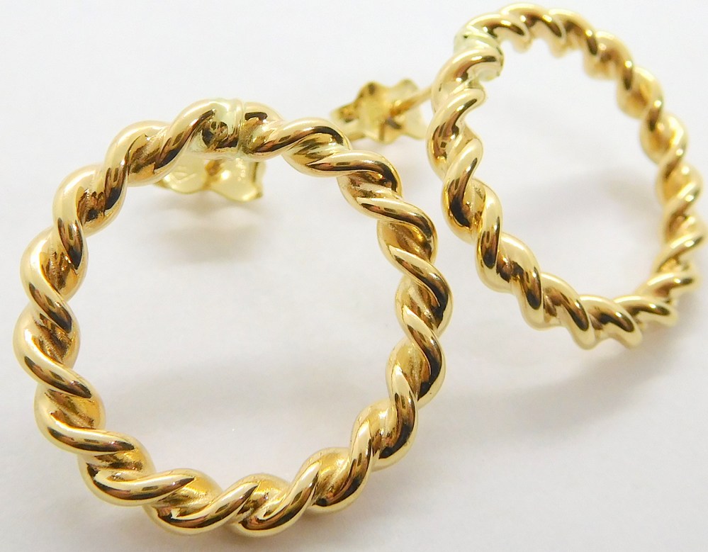 Klenoty Budín Dámské peckové gravírované zlaté náušnice na puzetku 585/2,10gr HK2211