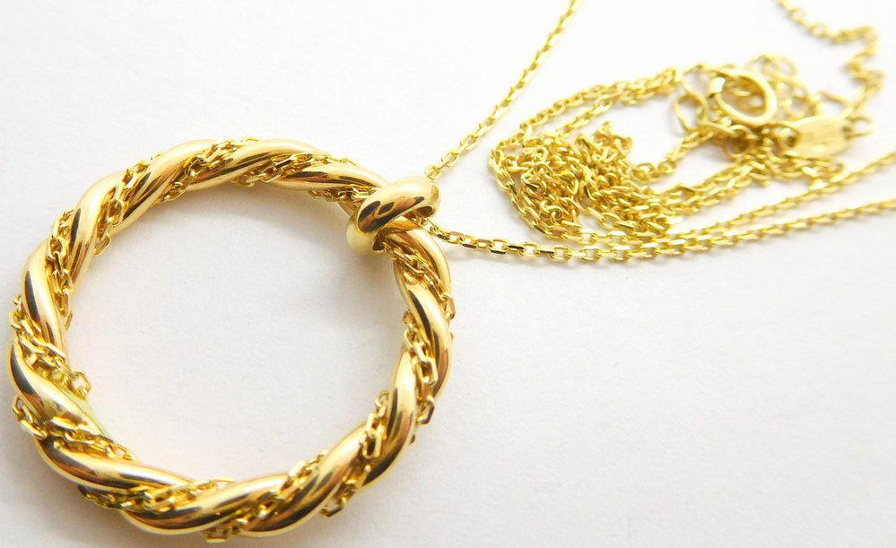 Klenoty Budín Mohutná zlatá souprava ze žlutého zlata s kruhem (zapletený) 585/3,12gr 42+3cm HK4032