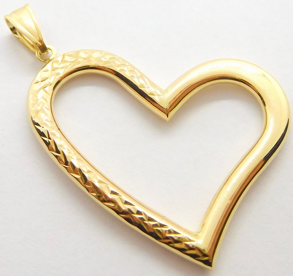 Klenoty Budín Obrovský zlatý gravírovaný přívěsek - srdce ze žlutého zlata 585/1,58gr HK3162