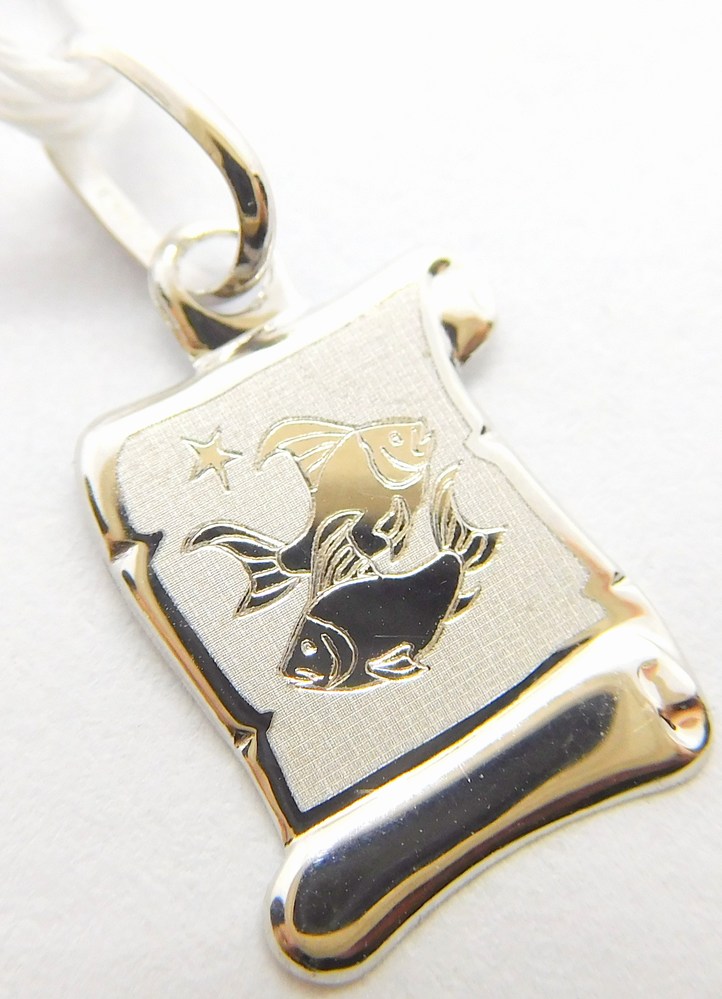 Klenoty Budín Zlatý přívěsek znamení RYBY v bílém zlatě na pergamenu 585/0,34gr GUPWN-43131