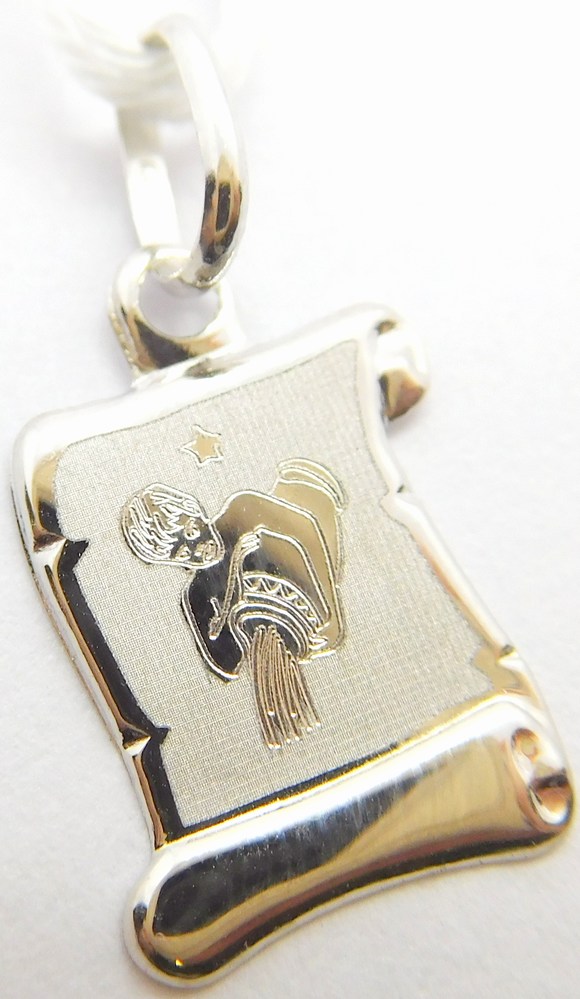 Klenoty Budín Zlatý přívěsek na pergamenu s gravírováním v bílém zlatě - znamení VODNÁŘ 585/0,38gr GUPWN-43121