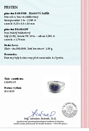 Diamantový prsten s přírodním fialovým safírem (2,345ct) 585/2,85 gr  J-22632-13 POŠTOVNÉ ZDARMA!