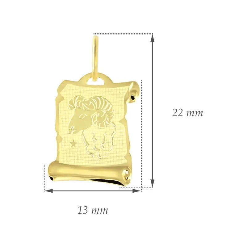 GEMMAX Zlatý přívěsek na pergamenu s gravírováním - znamení BERAN 585/0,50gr  GUPYN-58111 