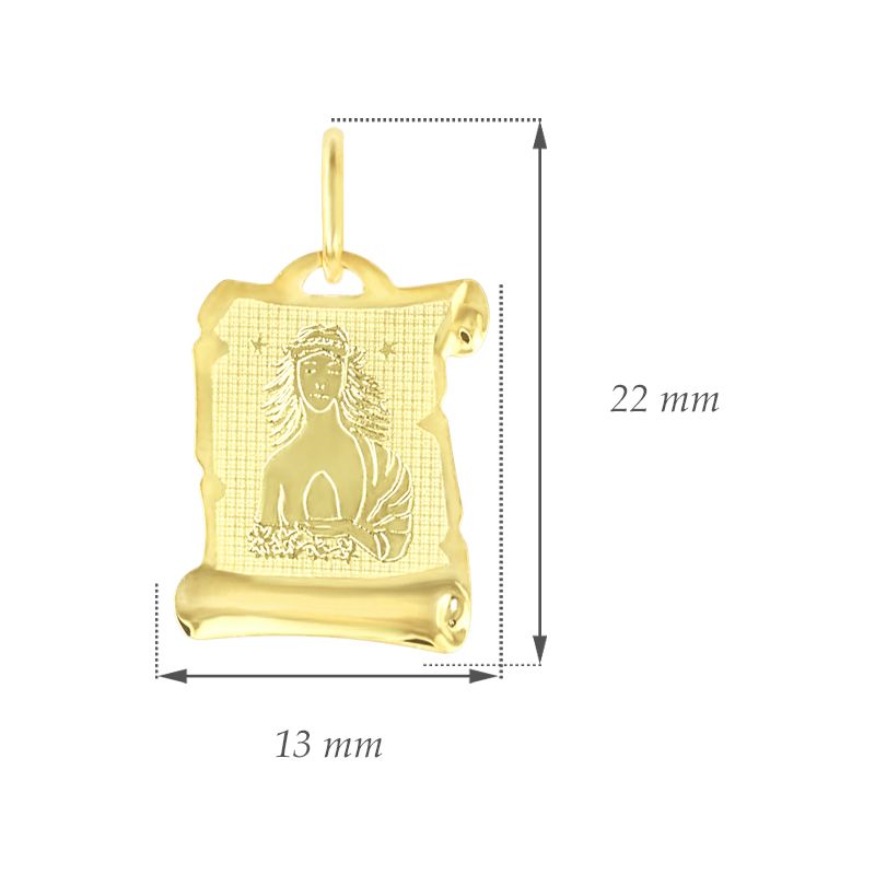 GEMMAX Zlatý přívěsek na pergamenu s gravírováním - znamení PANNA 585/0,50gr GUPYN-58041 