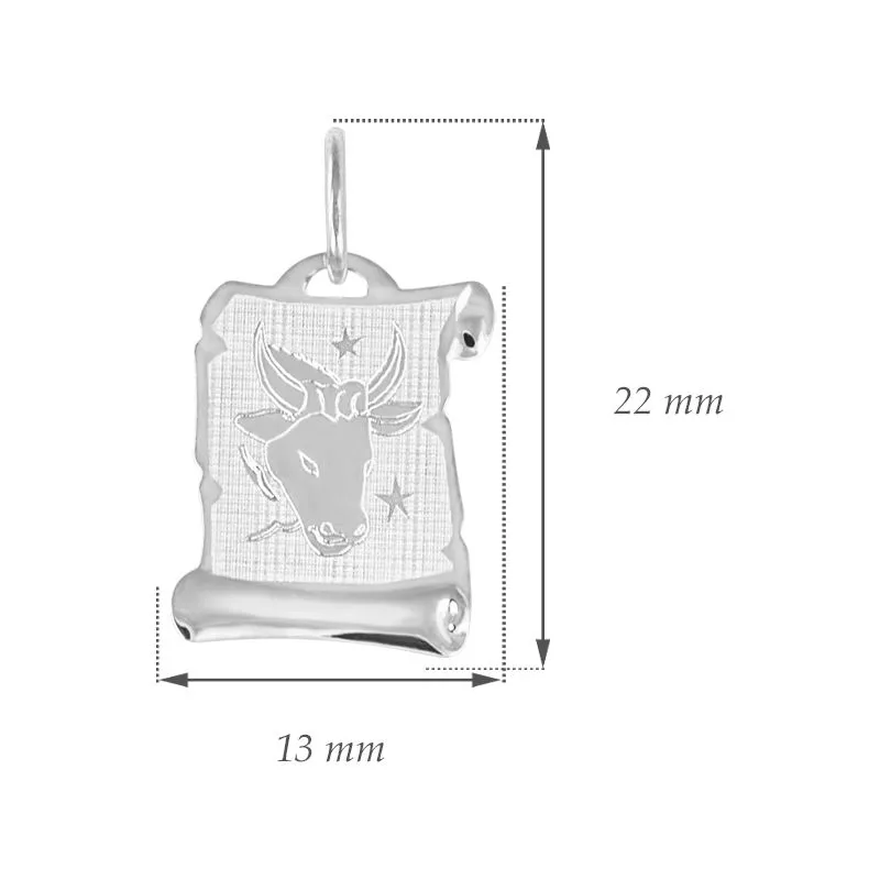 GEMMAX Zlatý přívěsek na pergamenu s gravírováním v bílém zlatě - znamení BÝK 585/0,55gr GUPWN-58291 
