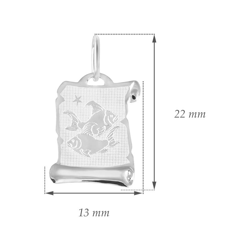 GEMMAX Zlatý přívěsek na pergamenu s gravírováním v bílém zlatě - znamení RYBY 585/0,55gr GUPWN-58271