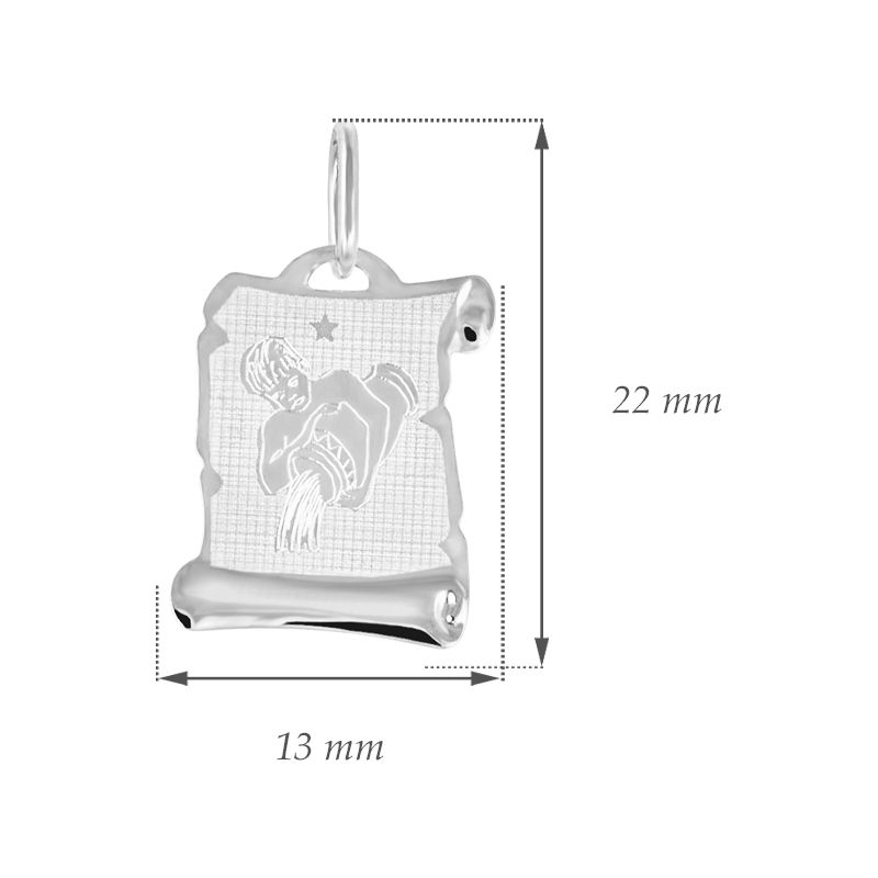 GEMMAX Zlatý přívěsek na pergamenu s gravírováním v bílém zlatě - znamení VODNÁŘ 585/0,55gr GUPWN-58161