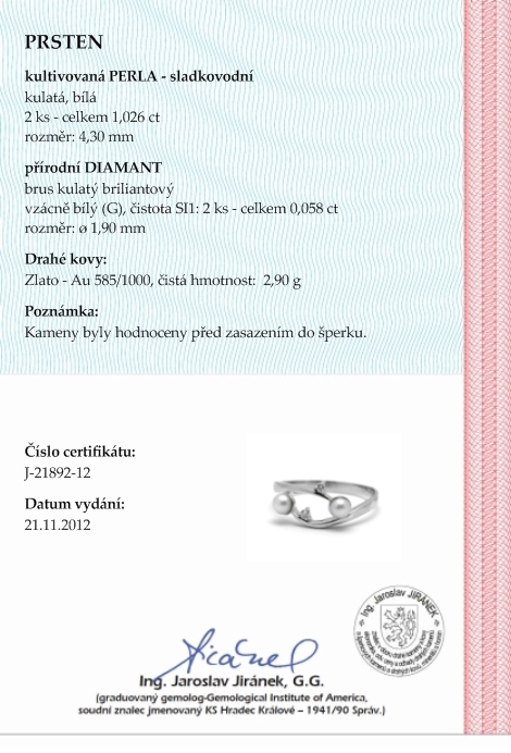 Luxusní diamantový prsten se sladkovodními perlami 585/2,90 gr J-21892-12 POŠTOVNÉ ZDARMA!