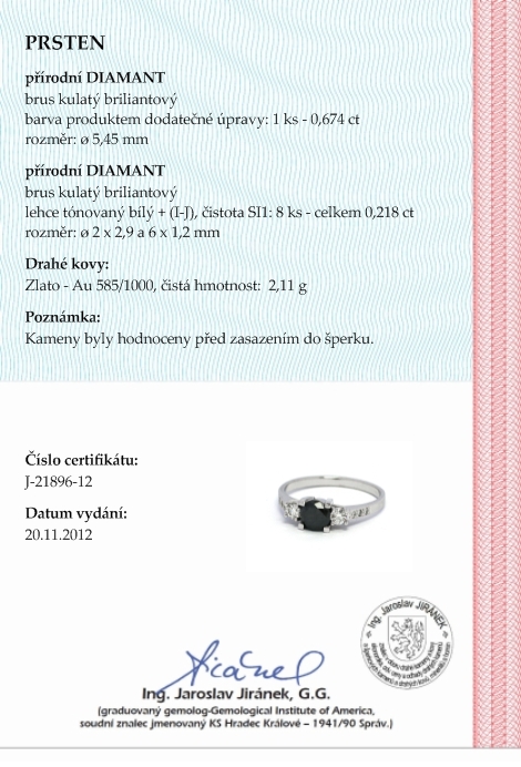 Zásnubní prsten s černým diamantem 585/2,11 gr J-21896-12 POŠTOVNÉ ZDARMA!