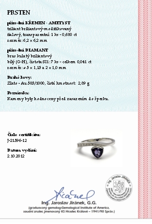 Luxusní zásnubní diamantový prsten s ametystem 585/2,89 gr J-21596-12 POŠTOVNÉ ZDARMA!