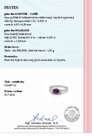 Luxusní zásnubní prstenek s růžovým safírem 585/1,92 gr J-21407-12 POŠTOVNÉ ZDARMA!