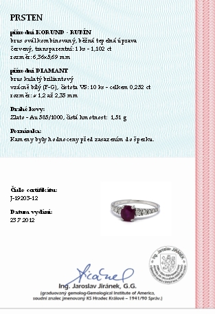 Luxusní zásnubní prsten s červeným rubínem 585/1,51 gr J-19203-12 POŠTOVNÉ ZDARMA!