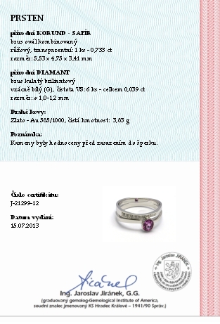 Luxusní zásnubní prsten s růžovým safírem 585/3,83 gr J-21299-12 POŠTOVNÉ ZDARMA!