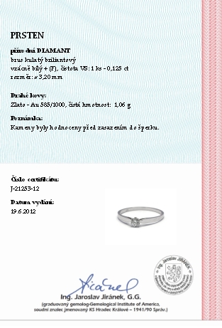 Luxusní zásnubní diamantový prsten přírodní diamant 585/1,06 gr J-21253-12 POŠTOVNÉ ZDARMA!