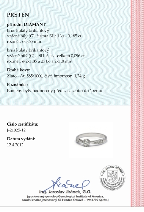 Luxusní zásnubní diamantový prsten přírodní diamant 585/1,74 gr J-21025-12 POŠTOVNÉ ZDARMA!