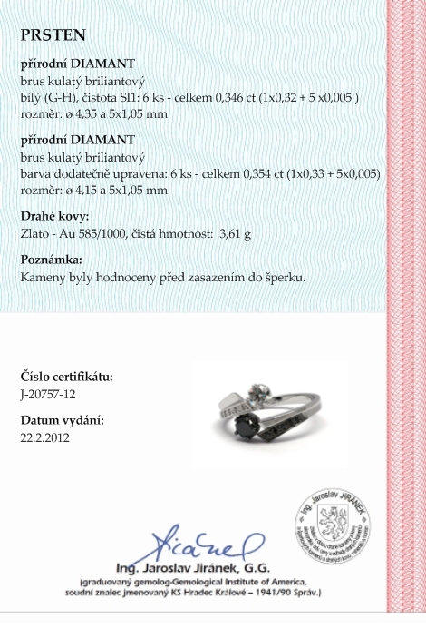 Luxusní diamantový prsten s přírodními diamanty (černé) 585/3,61 gr J-20757-12 POŠTOVNÉ ZDARMA!