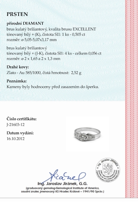 Zásnubní diamantový prsten s přírodními diamanty 585/2,52 gr J-21603-12 POŠTOVNÉ ZDARMA!